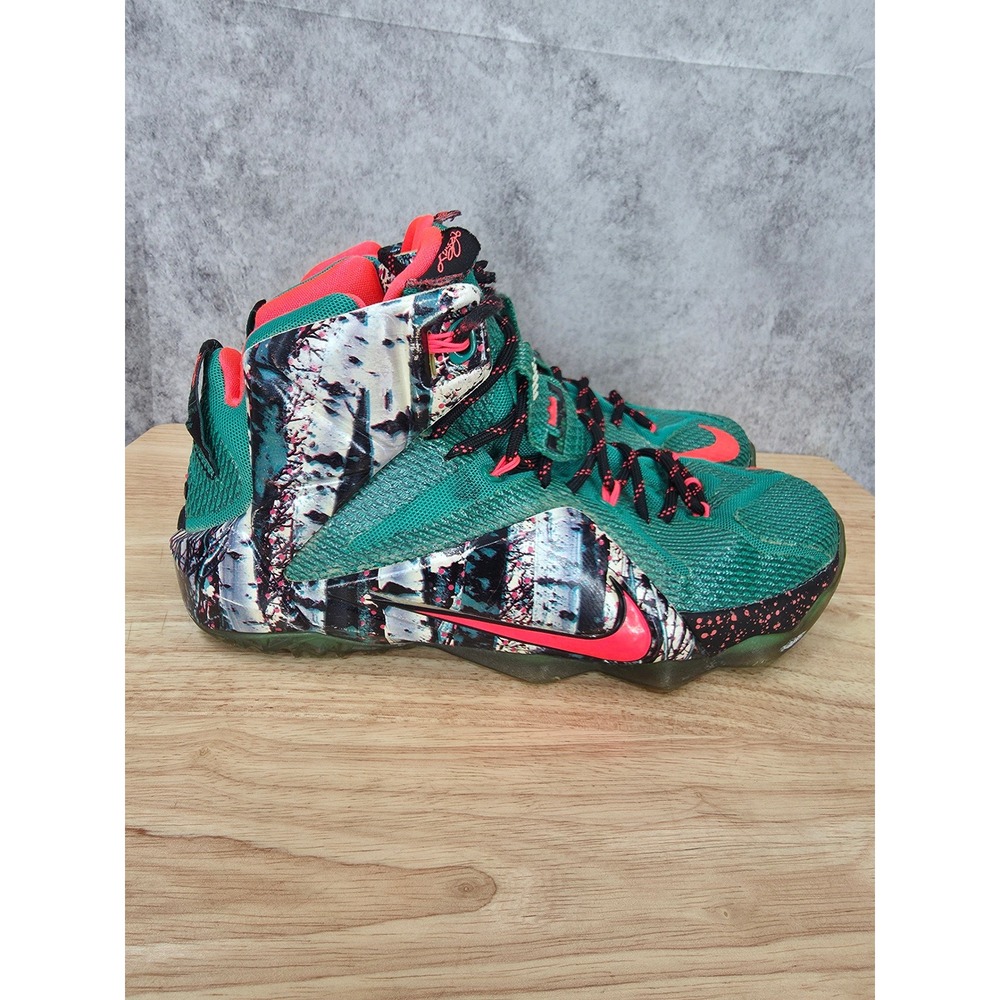 Nike LeBron 12 Christmas Sneakers Mens 8 Emerald Green Hyper Punch 707558-363
